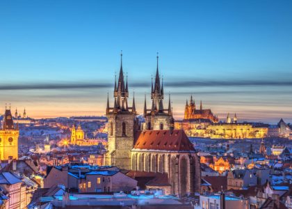 Rooftop,View,Over,Historical,Center,Of,Prague,,Czech,Republic,,Eu.